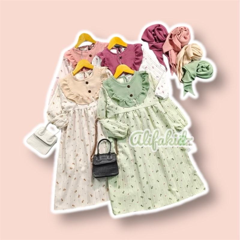 Ataya Dress gamis anak perempuan 2-10 tahun free hijab instan/ long dress premium anak premium free 