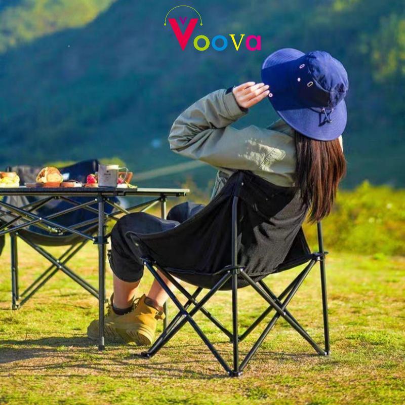 VOOVA Kursi Outdoor/ Kursi Lipat Portable Outdoor/ Kursi Santai/ Kursi Camping Bulat Lebih Kuat/ Leb