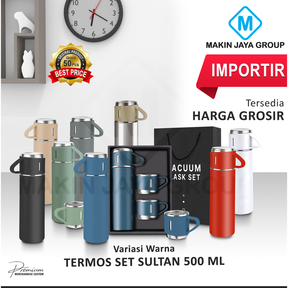 TERMURAH Termos Vacuum Flask Set tumbler Botol Minum Cangkir Premium 500ml TERMOS SET TERMOS SULTAN 