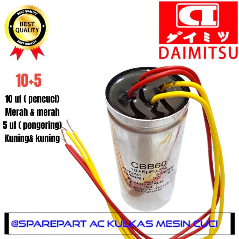 kapasitor mesin cuci DAIMITSU 2 tabung original