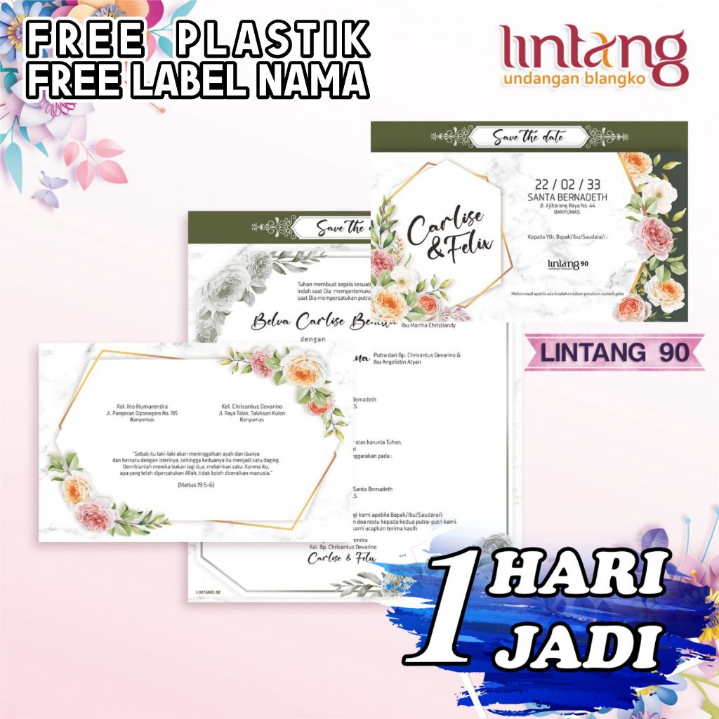 Cetak Undangan Lintang 90 Express Sehari Jadi