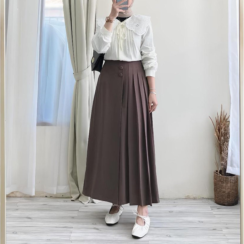 PROMO / BAHAN PREMIUM / Cellie Kulot Pleats - Celana Rok Casual Fit Kulot Highwaist Furano Premium_