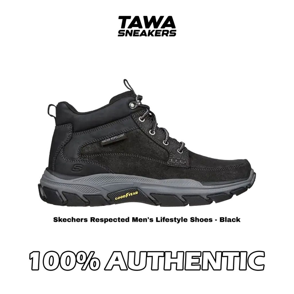 Sepatu Gunung Skechers Respected Men's Lifestyle Shoes Black Goodyear SKE204454BLK