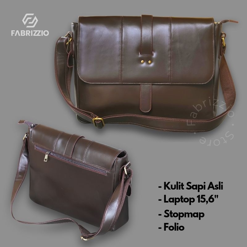 tas kerja postman messenger pria kulit-Poesli