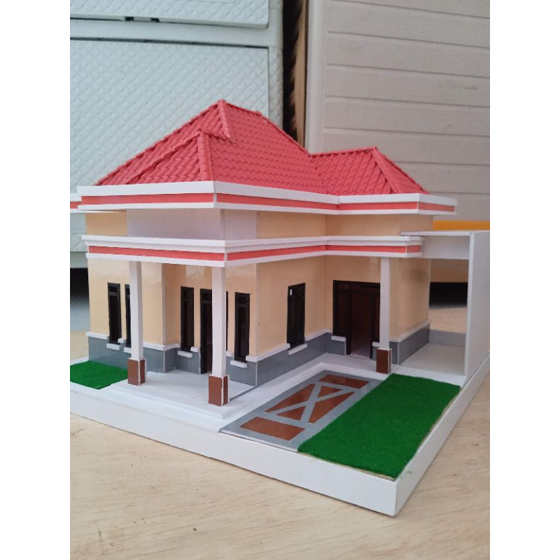 miniatur rumah elegan modern diaroma