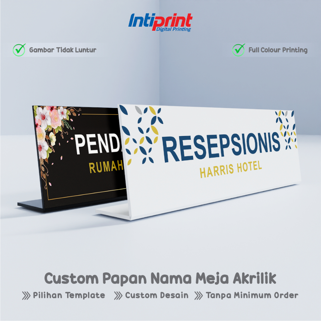 

Papan Nama Meja Akrilik Custom Print UV - Table Sign / Desk Name Plate Acrylic Custom Desain, Bentuk