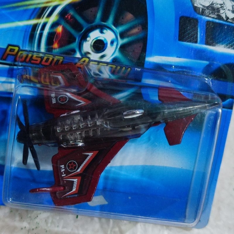 hw hotwheels pesawat poison arrow merah  blue card lawas jadul