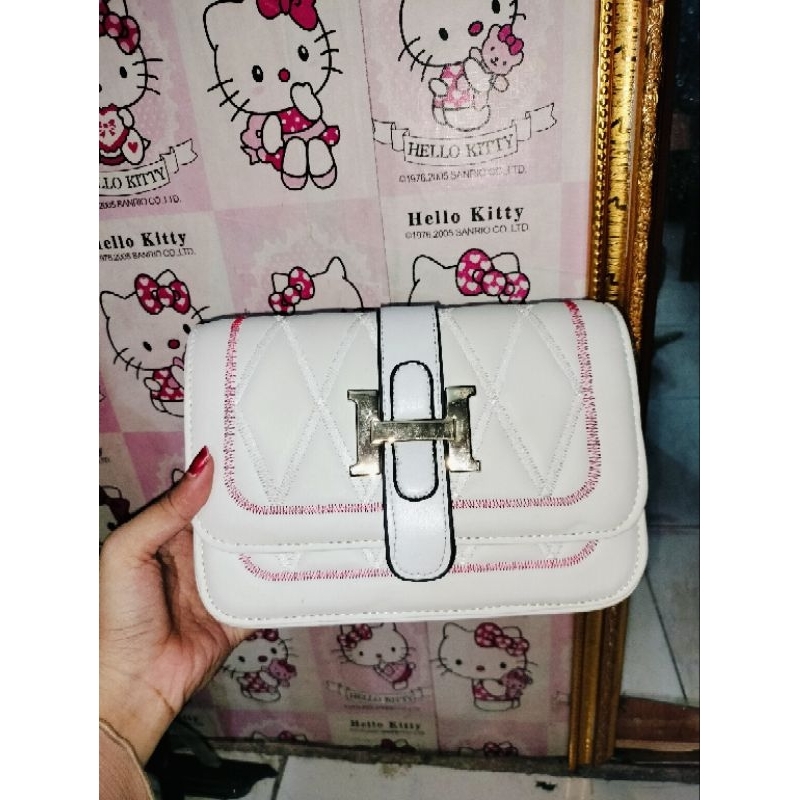 preloved tas wanita warna putih tas selempang bahu wanita
