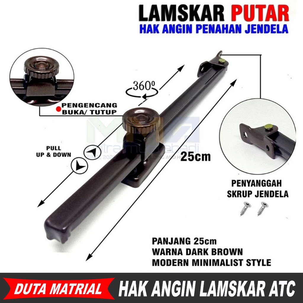 Hak Angin Lamskar ATC Penahan Jendela / Hak Angin / Lamskar Putar