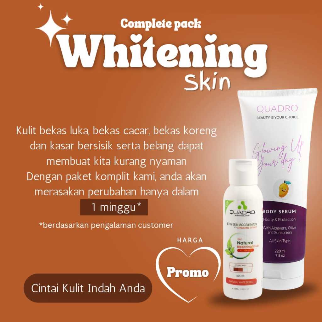 QUADRO PAKET BODY SERUM + QR Body Bleaching Scrub 100ml