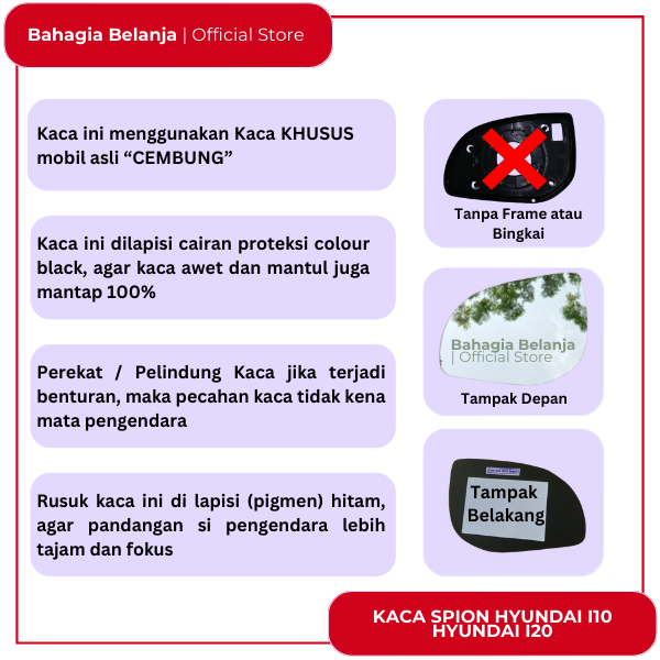 hyundai i. 10 kaca spion hyundai i 10 i. 20 i10 i20 kaca spion refill tanpa frame kaca spion hyundai
