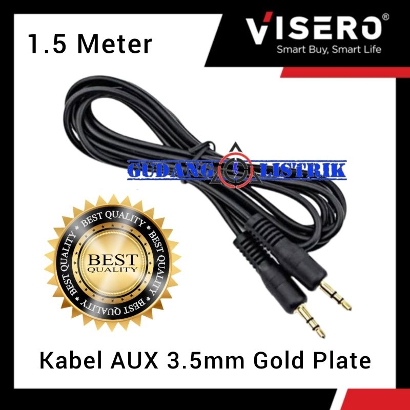 Kabel AUX VISERO Gold Plat Kabel Audio Stereo 1 Ke 1 Jack 3.5mm 1.5M Hp Ke Speaker