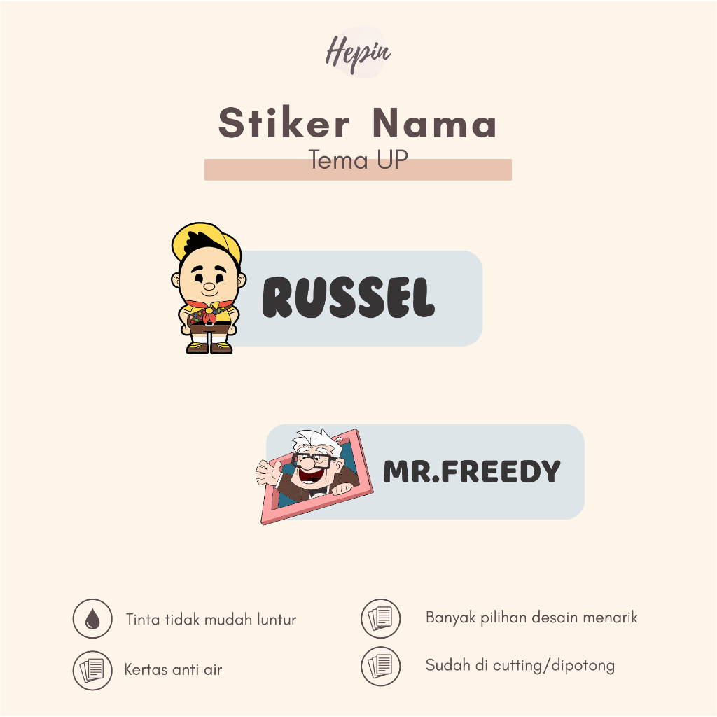 

(90 - 120 pcs) Stiker Cutting nama UP / Stiker Nama Anak Murah / Label Nama Custom