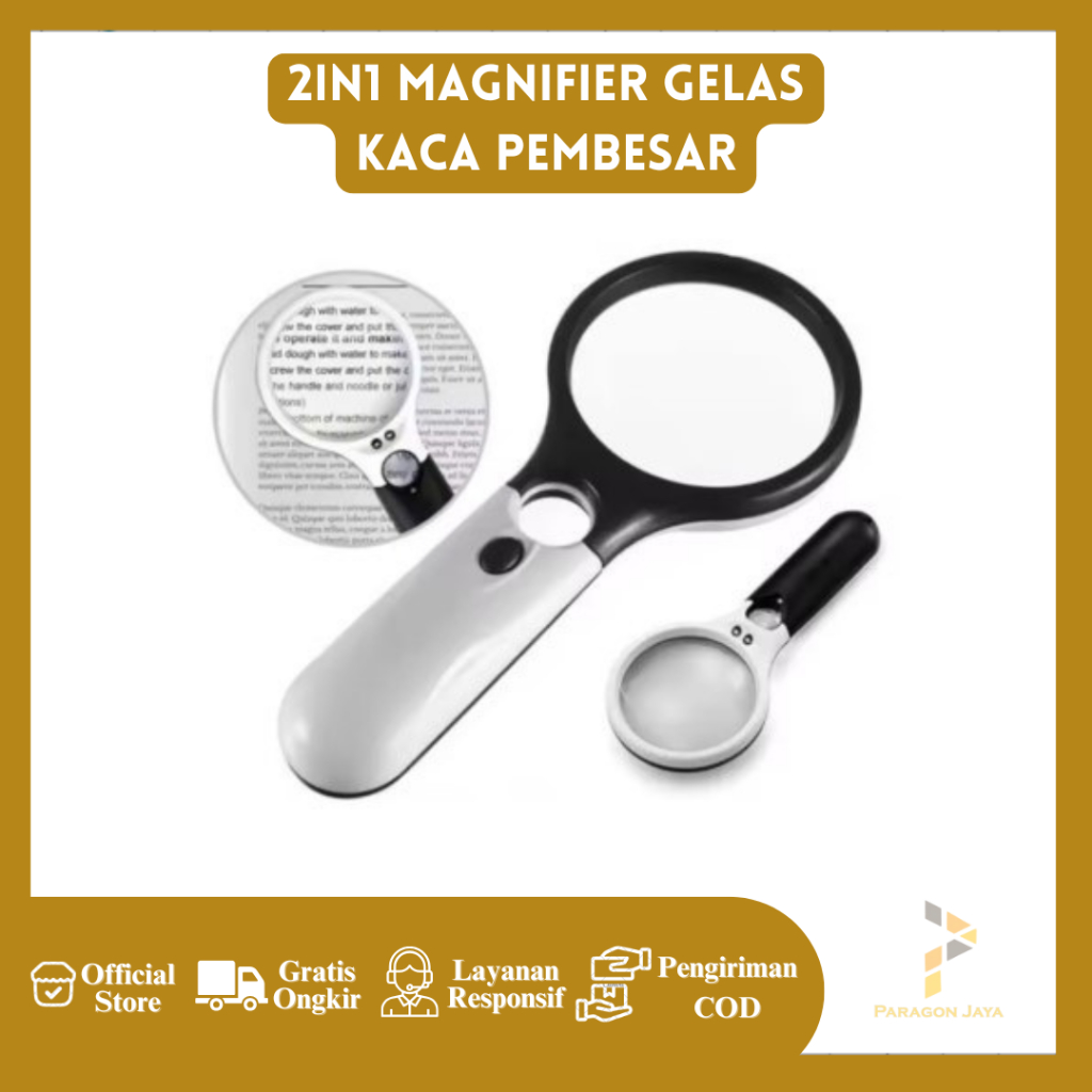 

2in1 Magnifier Gelas Kaca Pembesar Dengan Lampu 3 LED Loop Magnifying Untuk Membaca dan Perhiasan