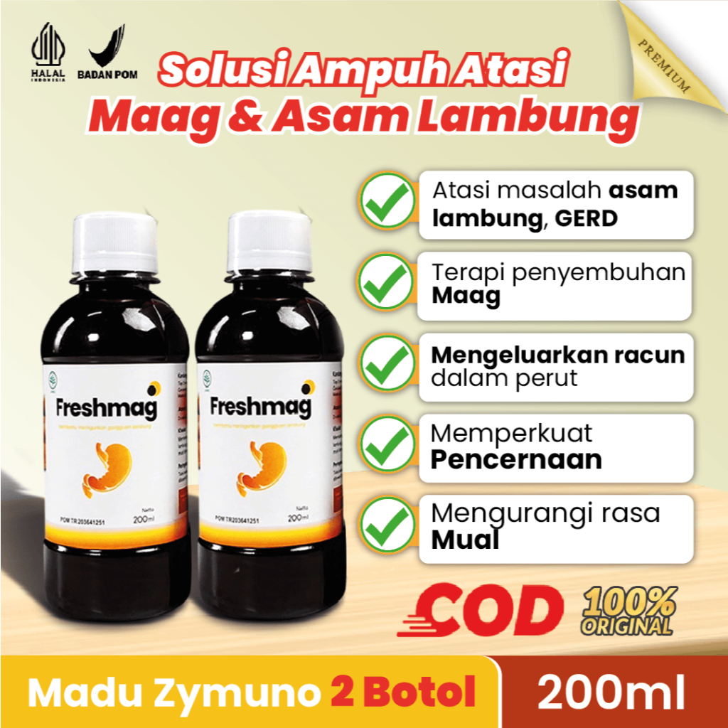 

FRESHMAG Madu Herbal Solusi Efektif Atasi Perut Asam Lambung Gerd Mual Muntah Obat Magh Kronis 2 Box