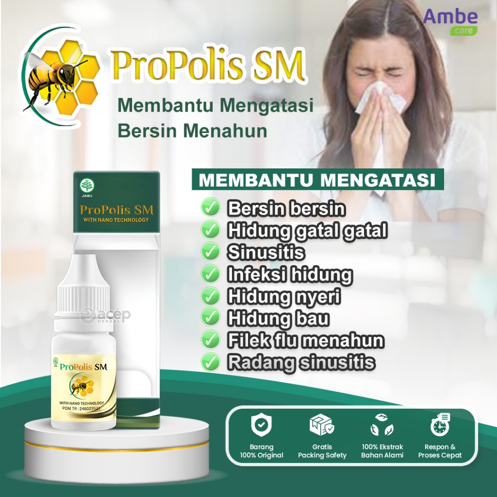 Obat Hidung mampet, solusi hidung meler, sinusitis, radang sinusitis, flu bersin menahun propolis sm