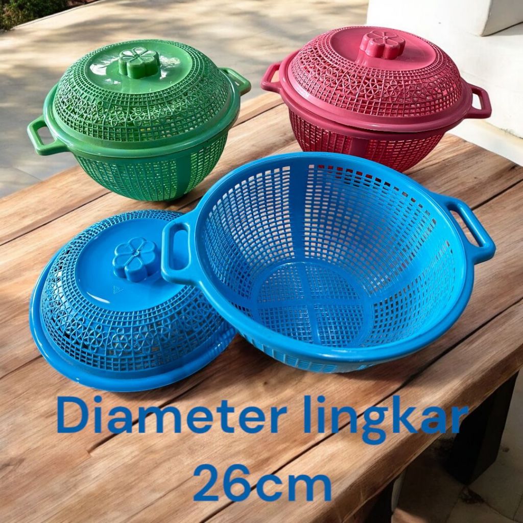 DIAMETER 26CM KERANJANG SAYUR BULAT + TUTUP / KERANJANG SAYUR BUAH PLASTIK / KERANJANG BULAT ALEXISH