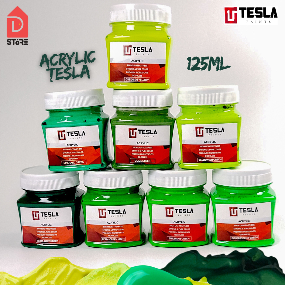 

Acrylic Tesla Paints - Cat Akrilik - Cat Tesla Varian Hijau - Green Tones - Tesla 125ml