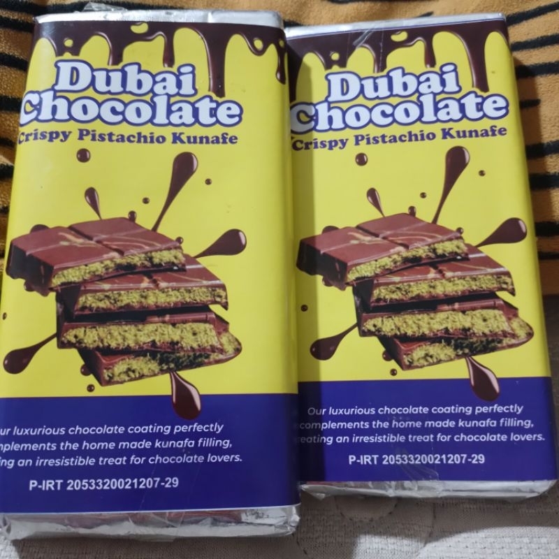 

Coklat Dubai Viral kunafe Crispy Pistachio Kunafe Kunafa Dubai Chocolate ukuran 8 x 16 cm kemasan 230 gram