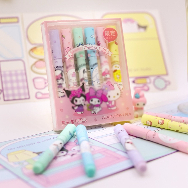 

LT Highlighter warna warni karakter kartun spidol warna pastel pen diary marker