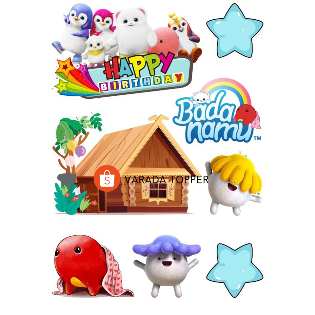 BADANAMU/Topper Birthday Bada Namu Free Custom Nama/Hiasan Cake Ultah BadaNamu