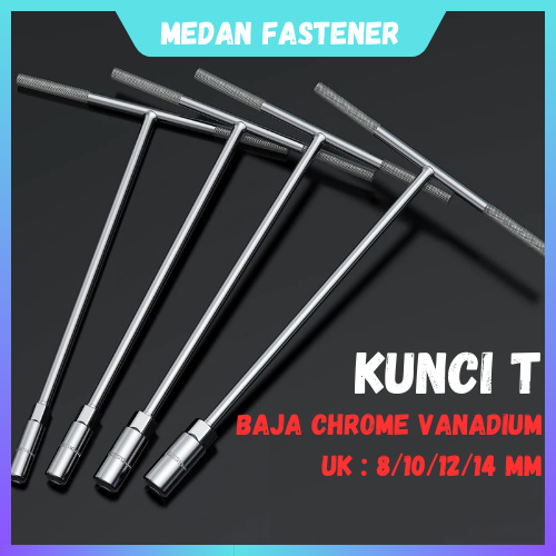 Kunci Sok T Set 4 pcs 8-14 mm Lengkap Kunci T Set T8 T10 T12 T14 Kunci Sock T ( HARGA SATUAN )