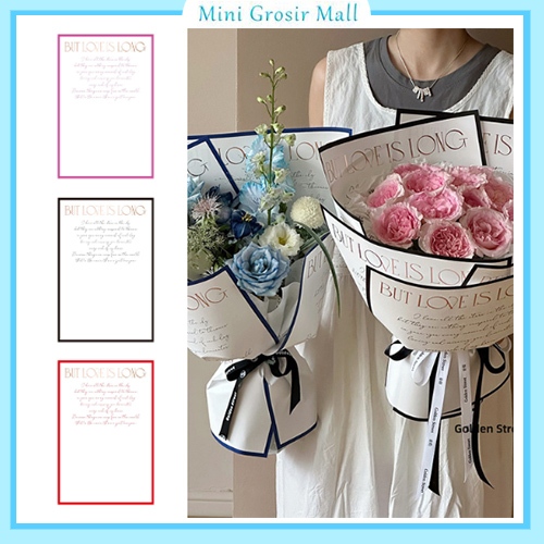 

flower wrapping cellophane paper kertas buket korean motif love is long Kb67