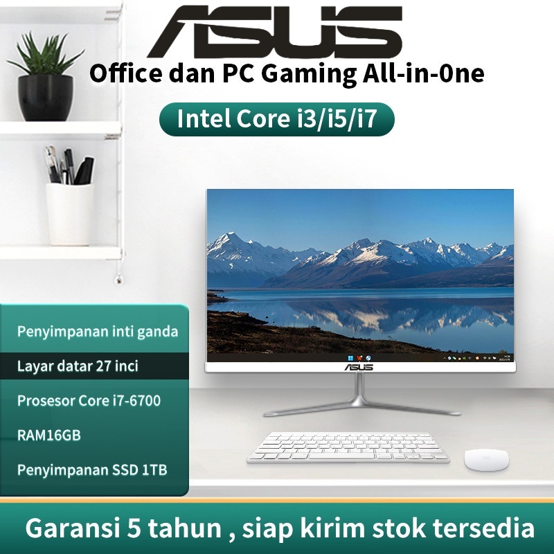 SW17 ASUS Komputer All-in-One super tipis dengan layar HD, prosesor Intel Core i3/i5/i7, cocok untuk