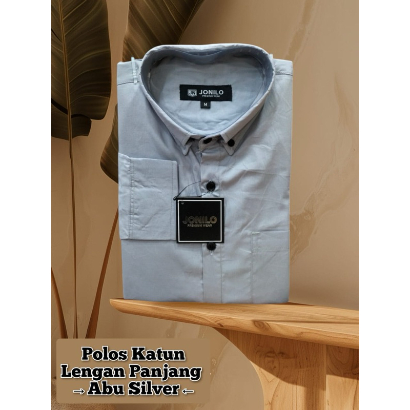 Kemeja polos lengan panjang Jonilo bahan Katun