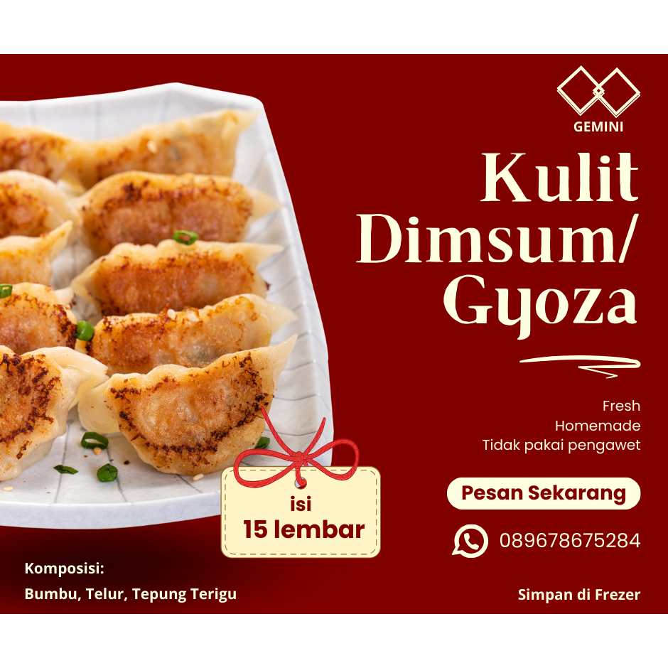 

KULIT DIMSUM/GYOZA GEMINI, UKURAN 8CM DAN 10CM