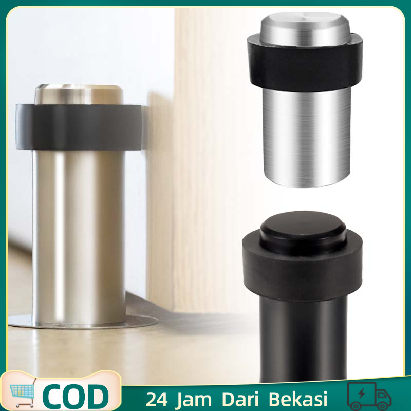 Door Stopper Karet Penahan Pintu Stainless Stopper Pintu Karet Alat Penahan Pintu Hitam/perak