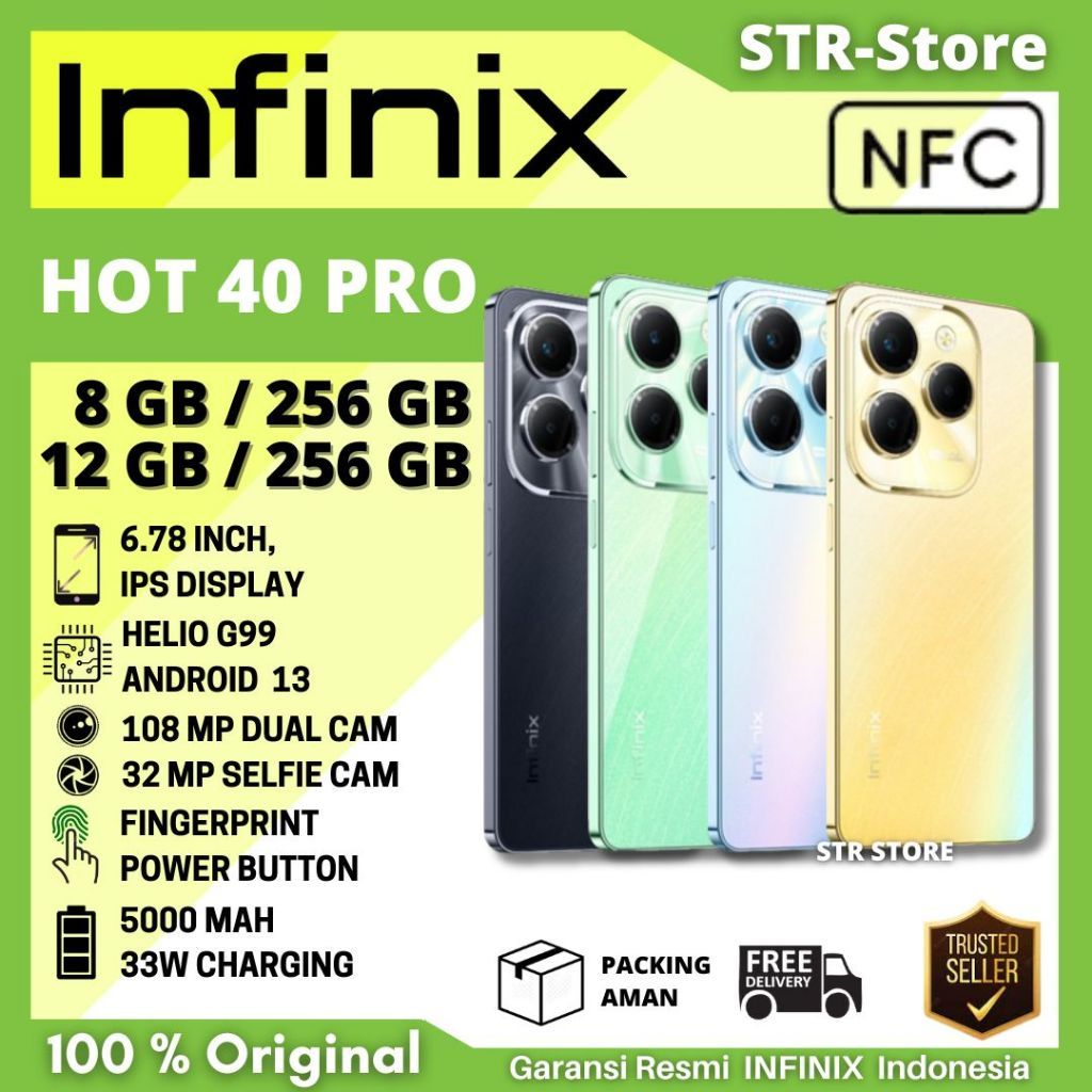 infinix Hot 40 Pro 8/256GB garansi resmi infinix indonesia Up to 16GB Extended Ram - Helio G99