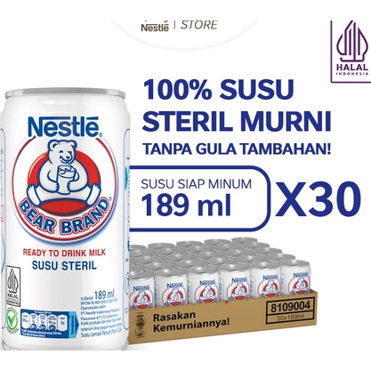 

BEAR BRAND (Susu Beruang) Susu Steril Kaleng 189ml x 30pcs