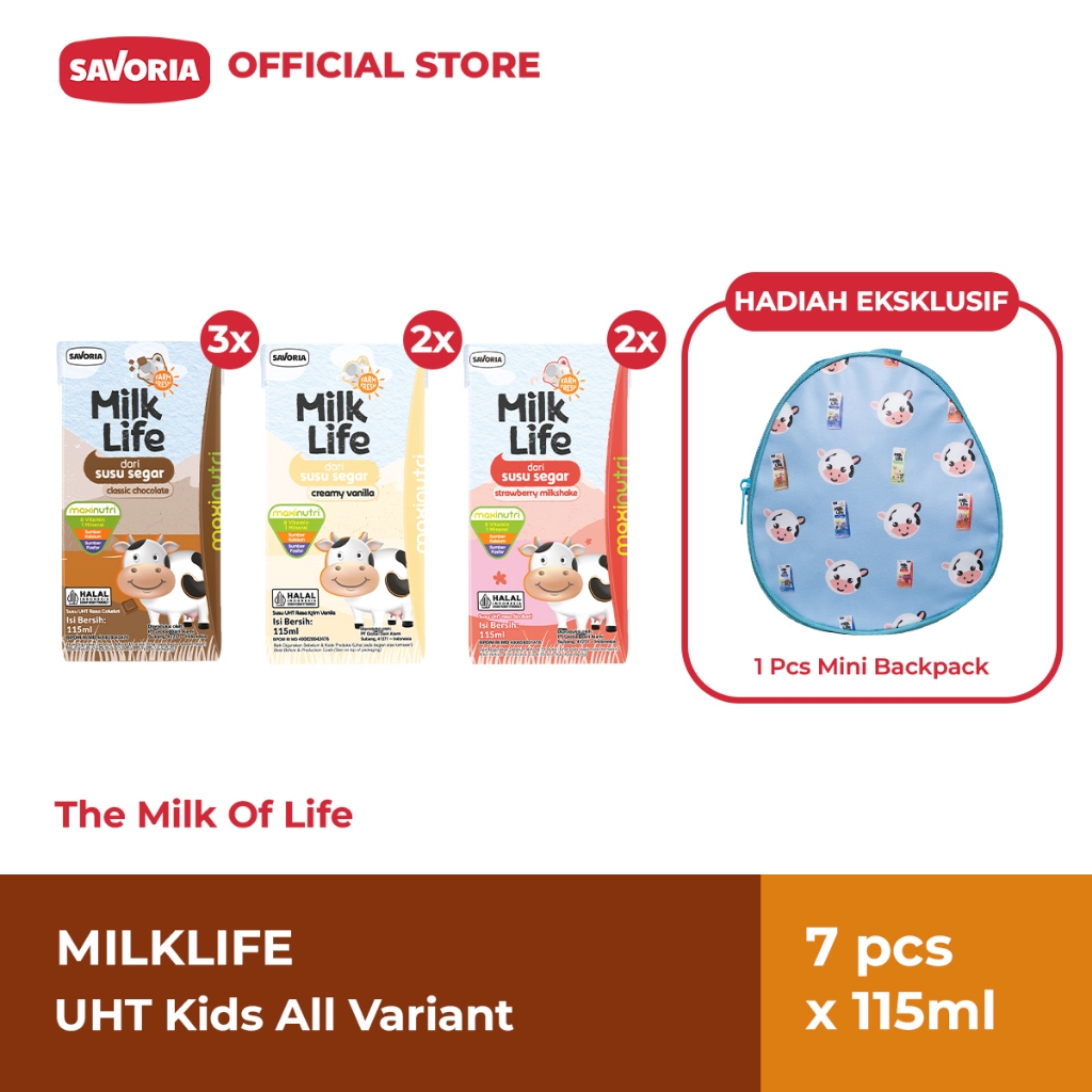 

MilkLife UHT Kids Mix Variant 7 Pcs x 115ml Gratis Backpack