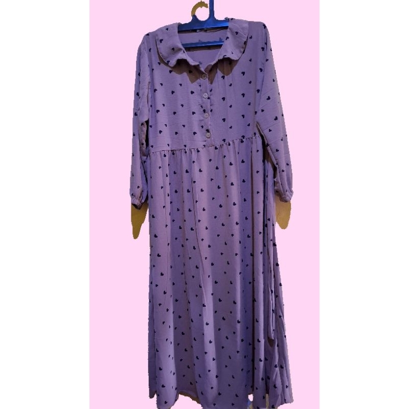 Gamis Clarabel motif polka bahan crincle import halus adem