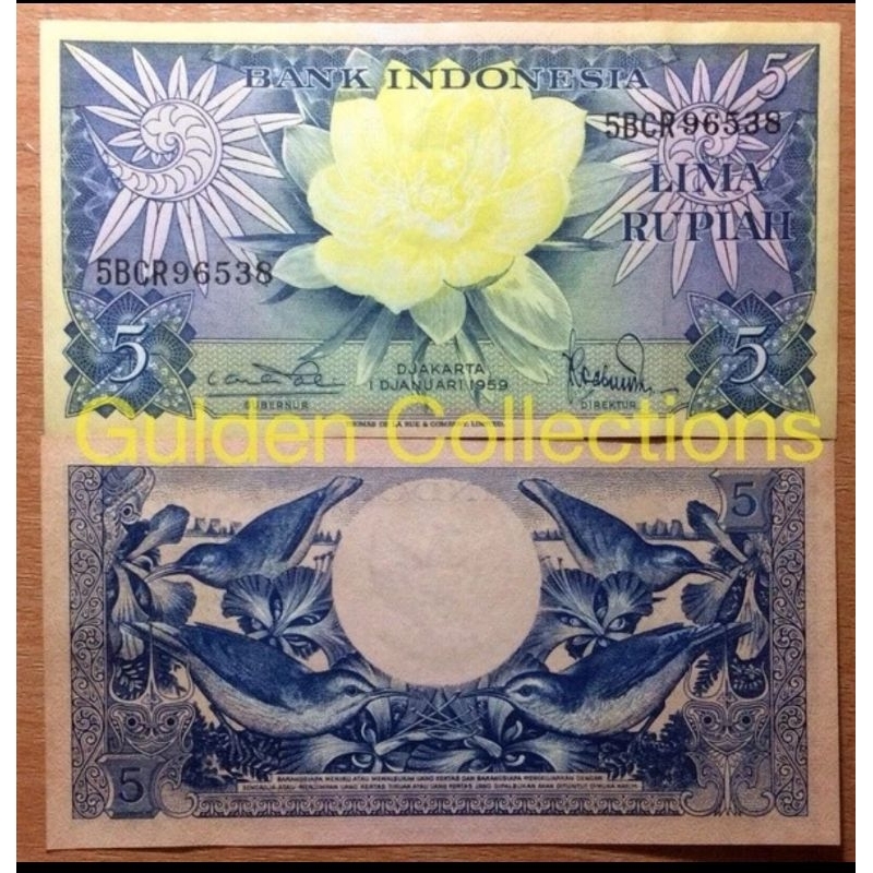 5 Rupiah Seri bunga 1959 UNC