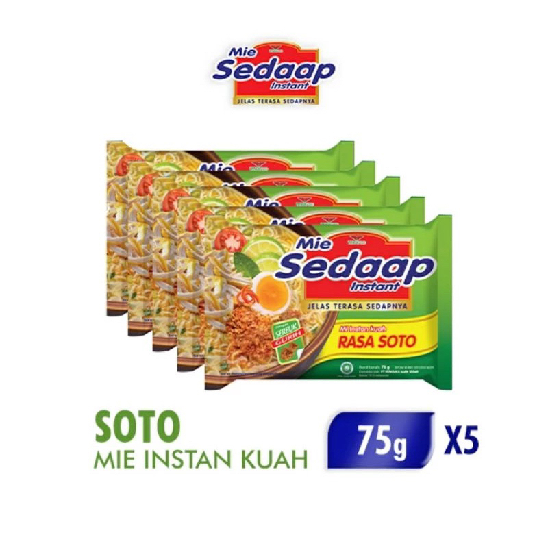

Sedaap Mie Instan Soto Isi 5 Bag 75 gr