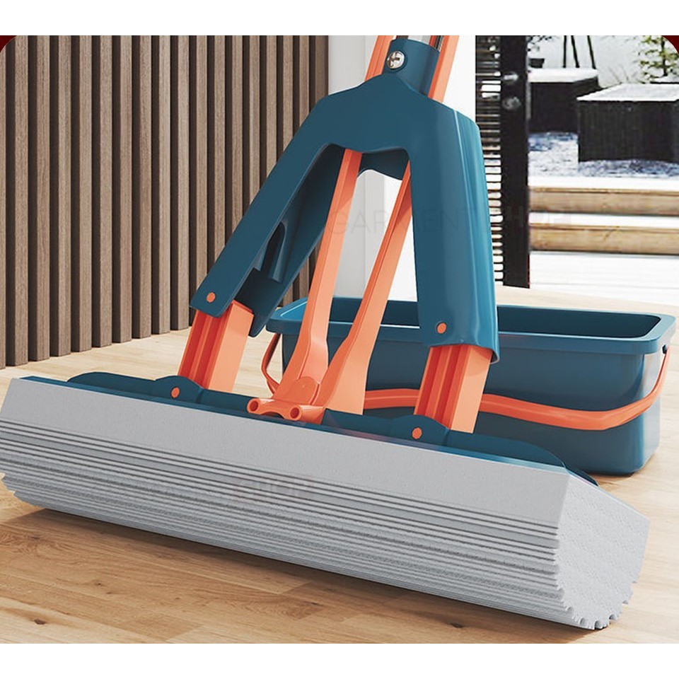 Alat Pel Set Peras Tarik Praktis Karet Pembersih Pelan Pengering Lantai Sodok Pel Busa Serbaguna