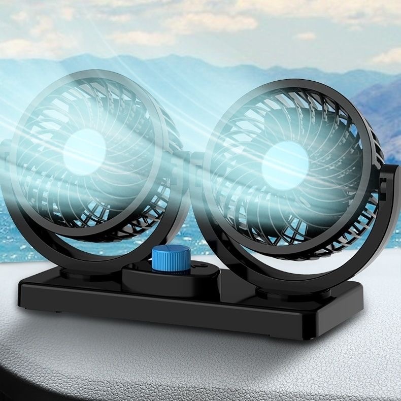 Kipas Mobil Portable/Double Fan Head - Kipas Mobil/Kipas Mobil 12/24 Volt Double Fan