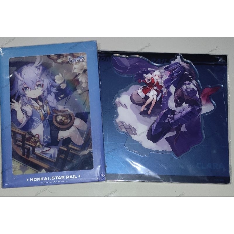 Honkai Star Rail Merchandise: Bailu shikishi, Clara acrylic standee, Sunday Charmony PC