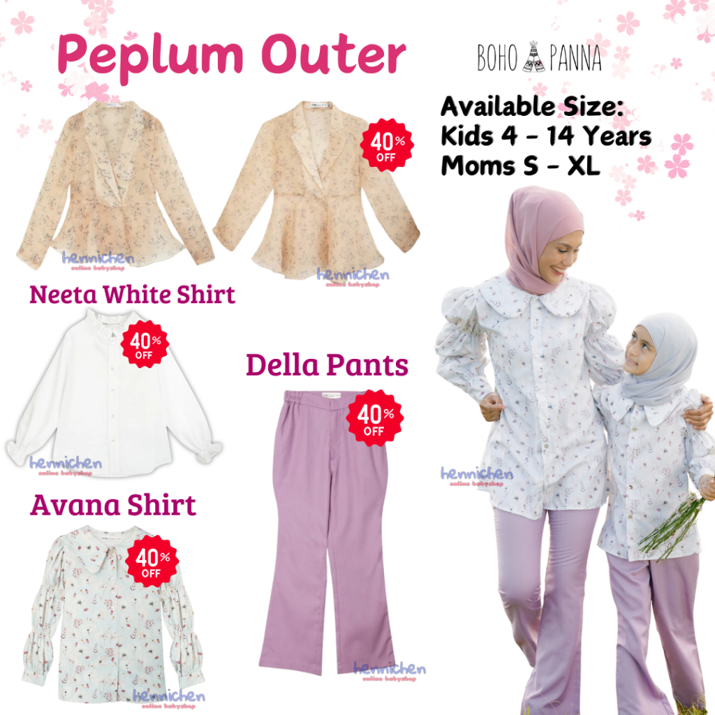 BOHOPANNA x SIDELINE AVANA SHIRT / NEETA WHITE SHIRT / PEPLUM OUTER ORGANZA / DELLA PANT KID & ADULT