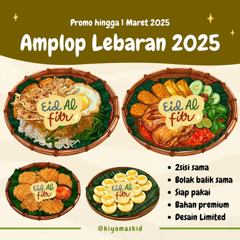 

(Satuan) Amplop Lebaran 3D Model Makanan/Amplop Lebaran Unik 2025/Amplop Snack Lebaran