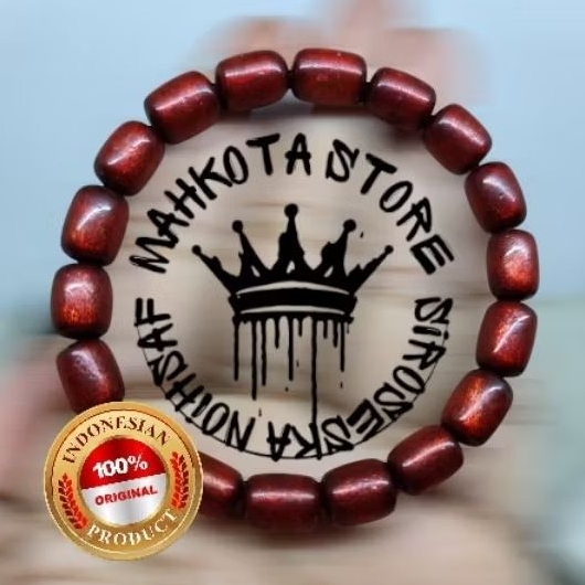 gelang tasbih akar bahar taliarus merah delima tembus cahaya asli 100% original