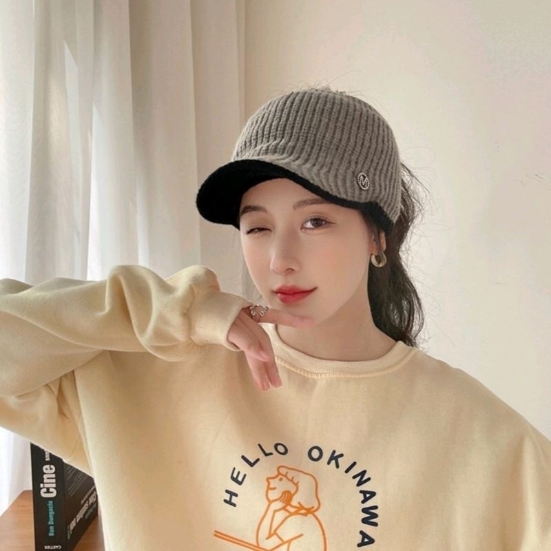 Topi Rajut Trendy /Topi Senam /Topi Wanita Dewasa Korean Look