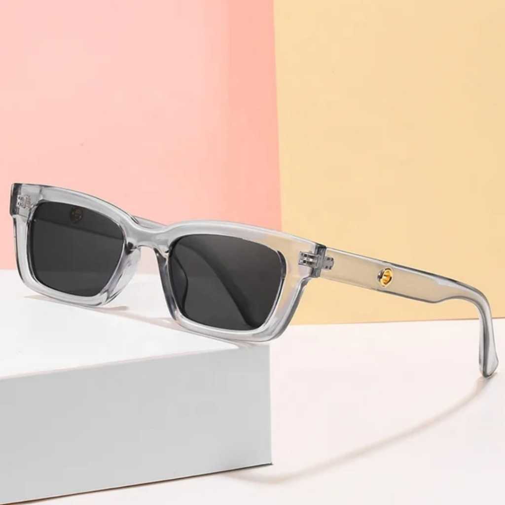 Kacamata Gaya Persegi Panjang Kacamata Wanita Pria Model Lubang Samping Frame