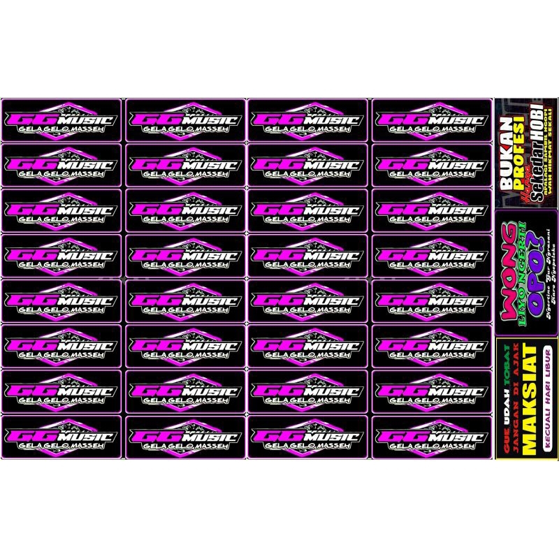 

35 PCS STIKER GG MUSIC | STIKER ORKES 1 LEMBAR