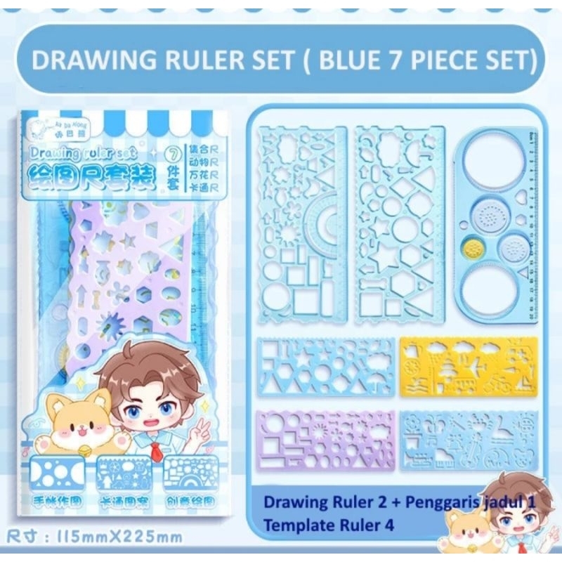 

Penggaris multifungsi drawing ruler, spirograph ruler set isi 7pcs