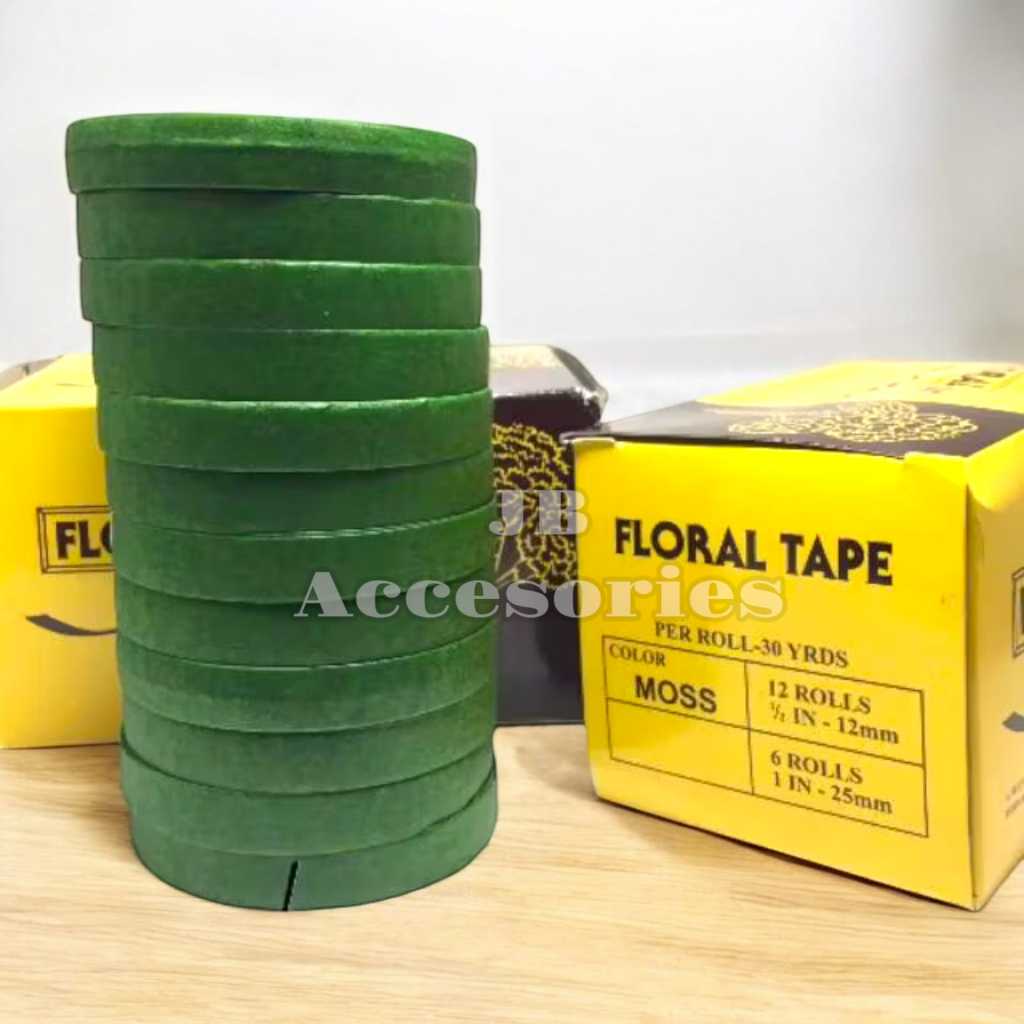 

Floral Tape 1 Box Isi 12 Roll 30 Yard Lebar 12 MM Selotip kawat Tangkai Bunga Kerjinan Tangan DIY