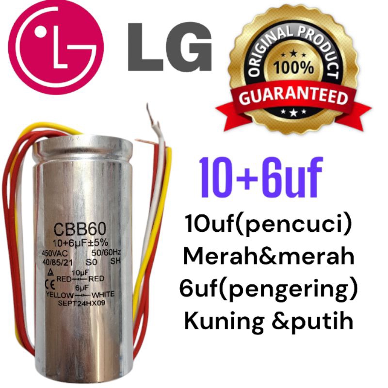 KAPASITOR MESIN CUCI 2 TABUNG LG ORIGINAL PLAT