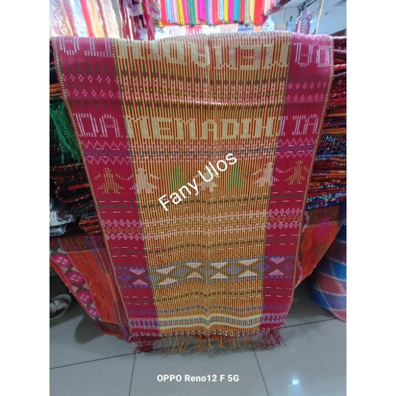ULOS SADUM TENUNAN TARUTUNG FULL SIMATA WARNA PINK DAN KUNING KUNYIT.